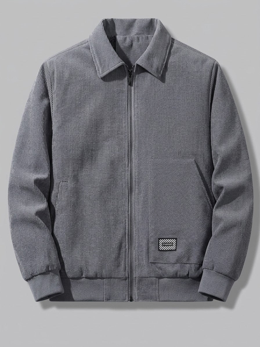 Pizzo Men's Corduroy Sherpa-Lined Zip Jacket — grey — packshot