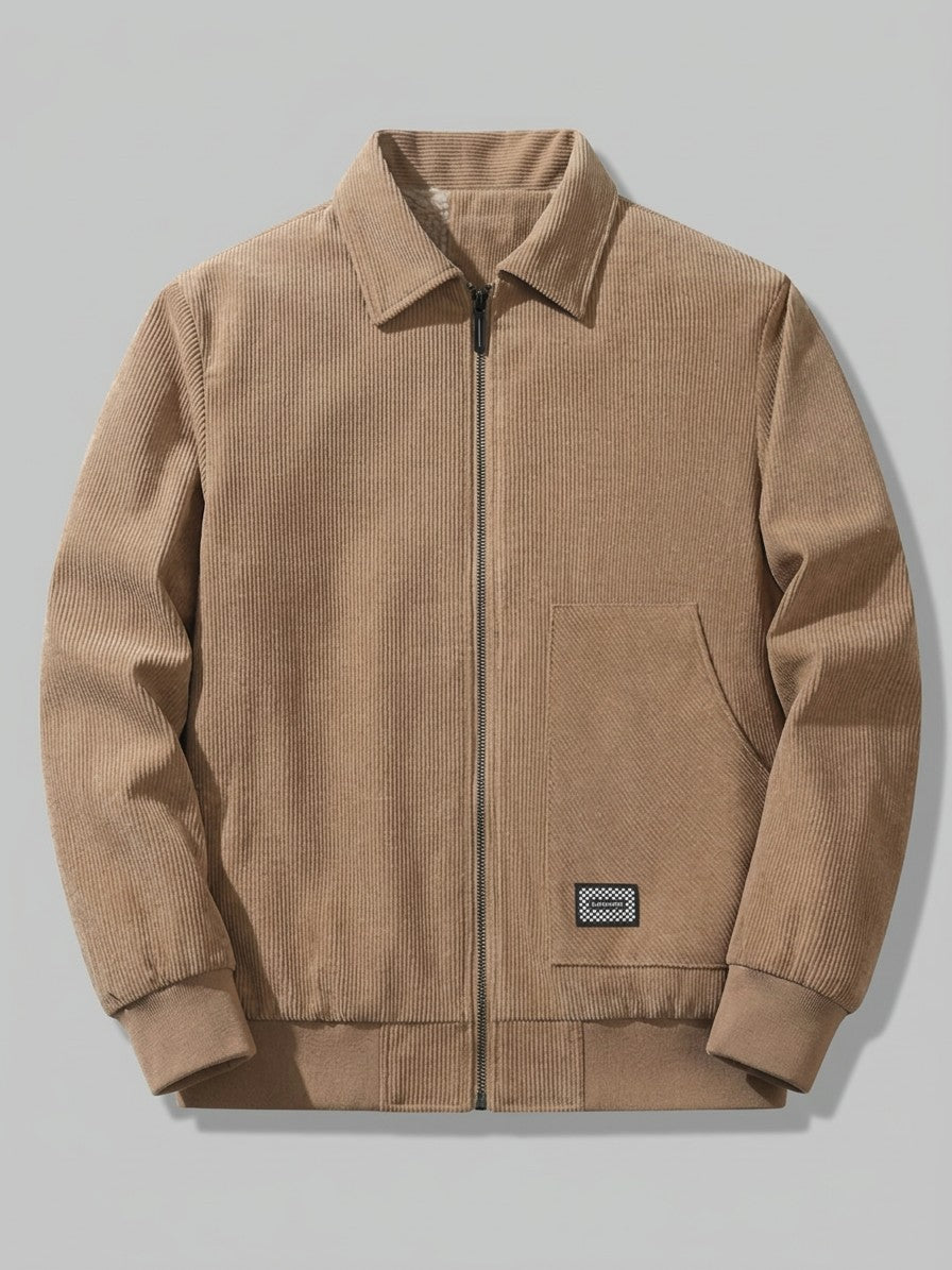 Pizzo Men's Corduroy Sherpa-Lined Zip Jacket — khaki — packshot