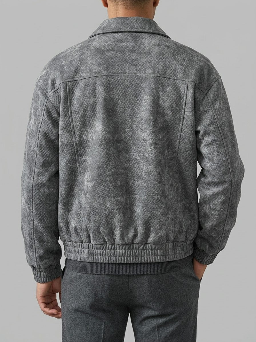 Polignano Men's Embossed Faux Suede Jacket — darkgray — back