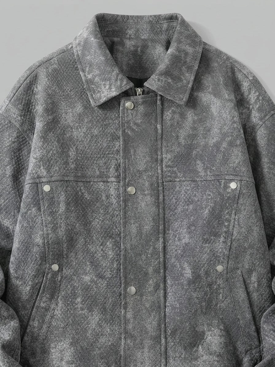 Polignano Men's Embossed Faux Suede Jacket — darkgray — detail-2