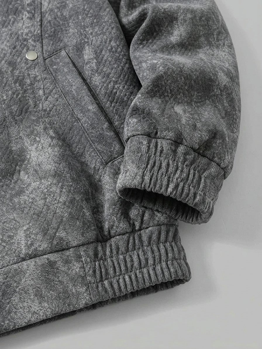 Polignano Men's Embossed Faux Suede Jacket — darkgray — detail-collar