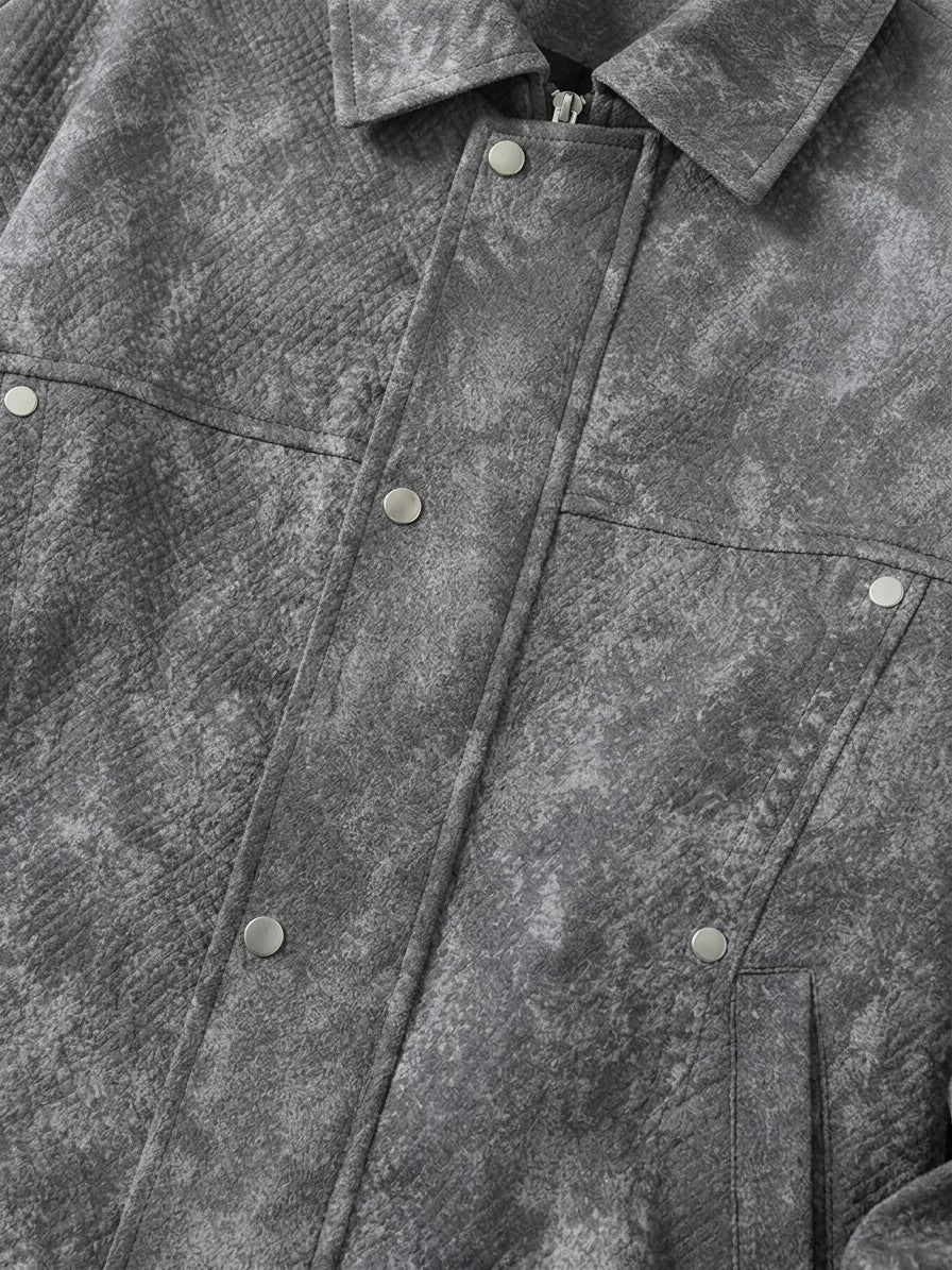 Polignano Men's Embossed Faux Suede Jacket — darkgray — detail