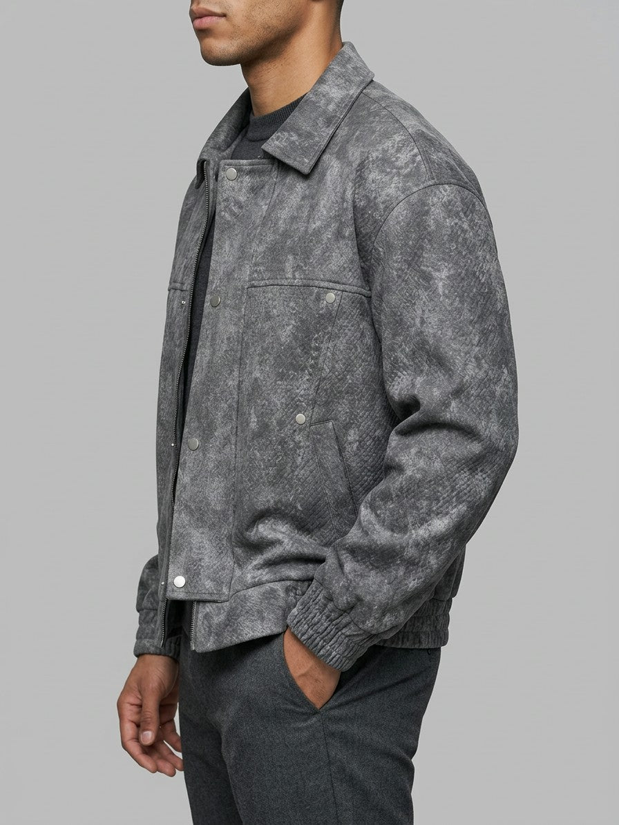 Polignano Men's Embossed Faux Suede Jacket — darkgray — side