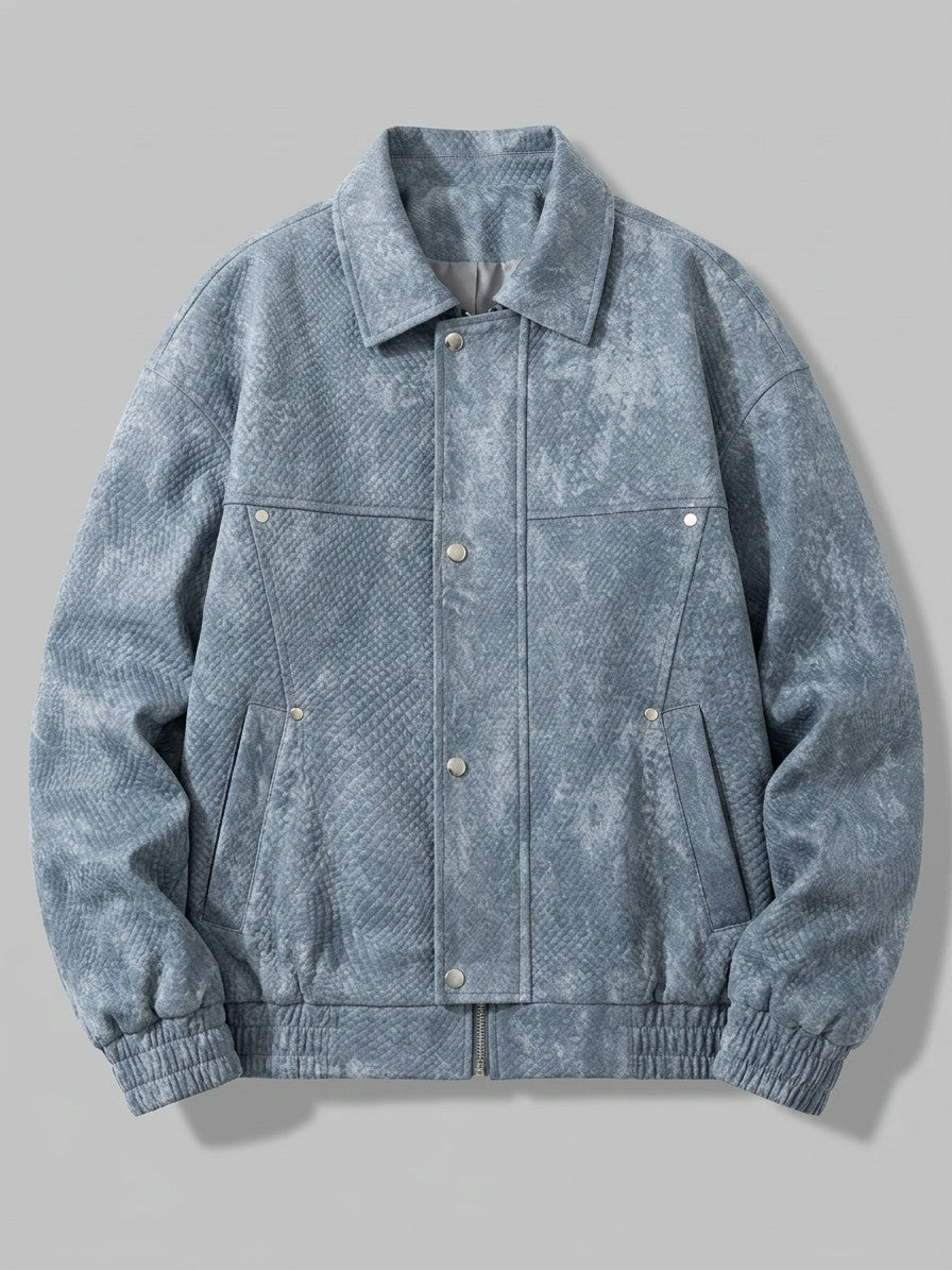 Polignano Men's Embossed Faux Suede Jacket — lightblue — packshot