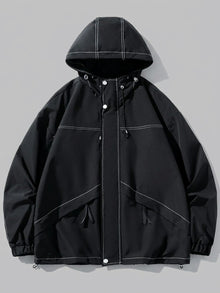 Pompei Men's Contrast-Stitch Hooded Shell Jacket