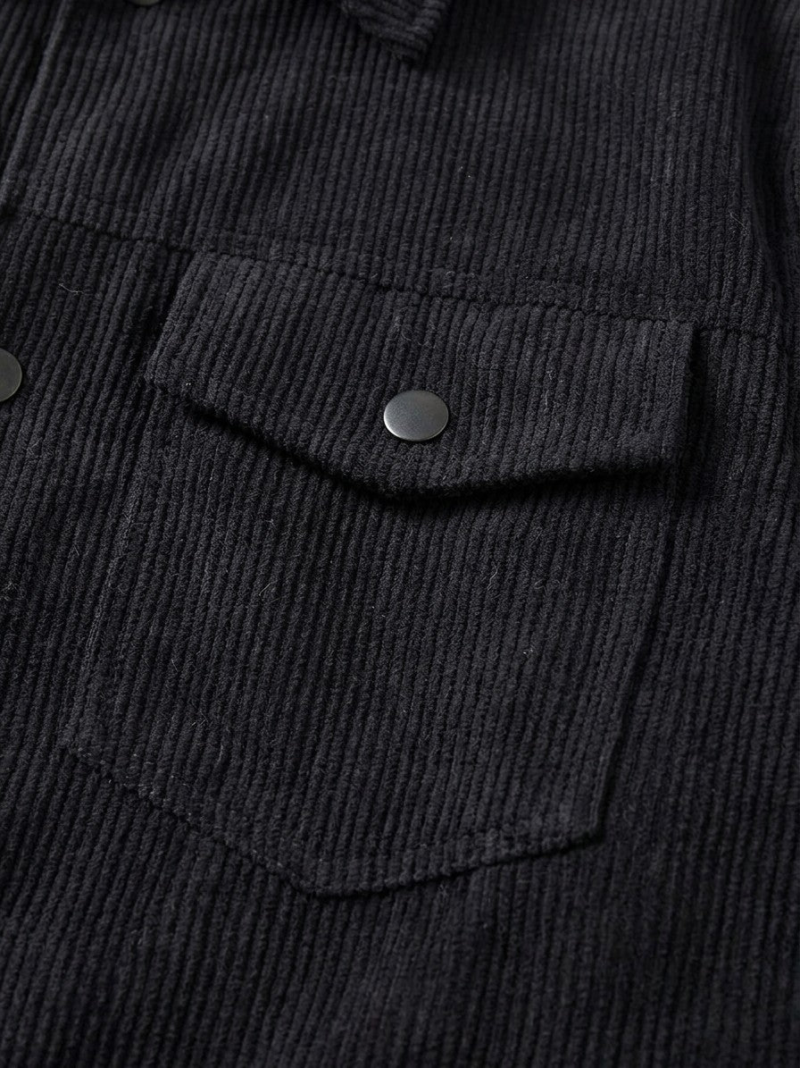 Pomposa Men's Corduroy Trucker Jacket — black — detail