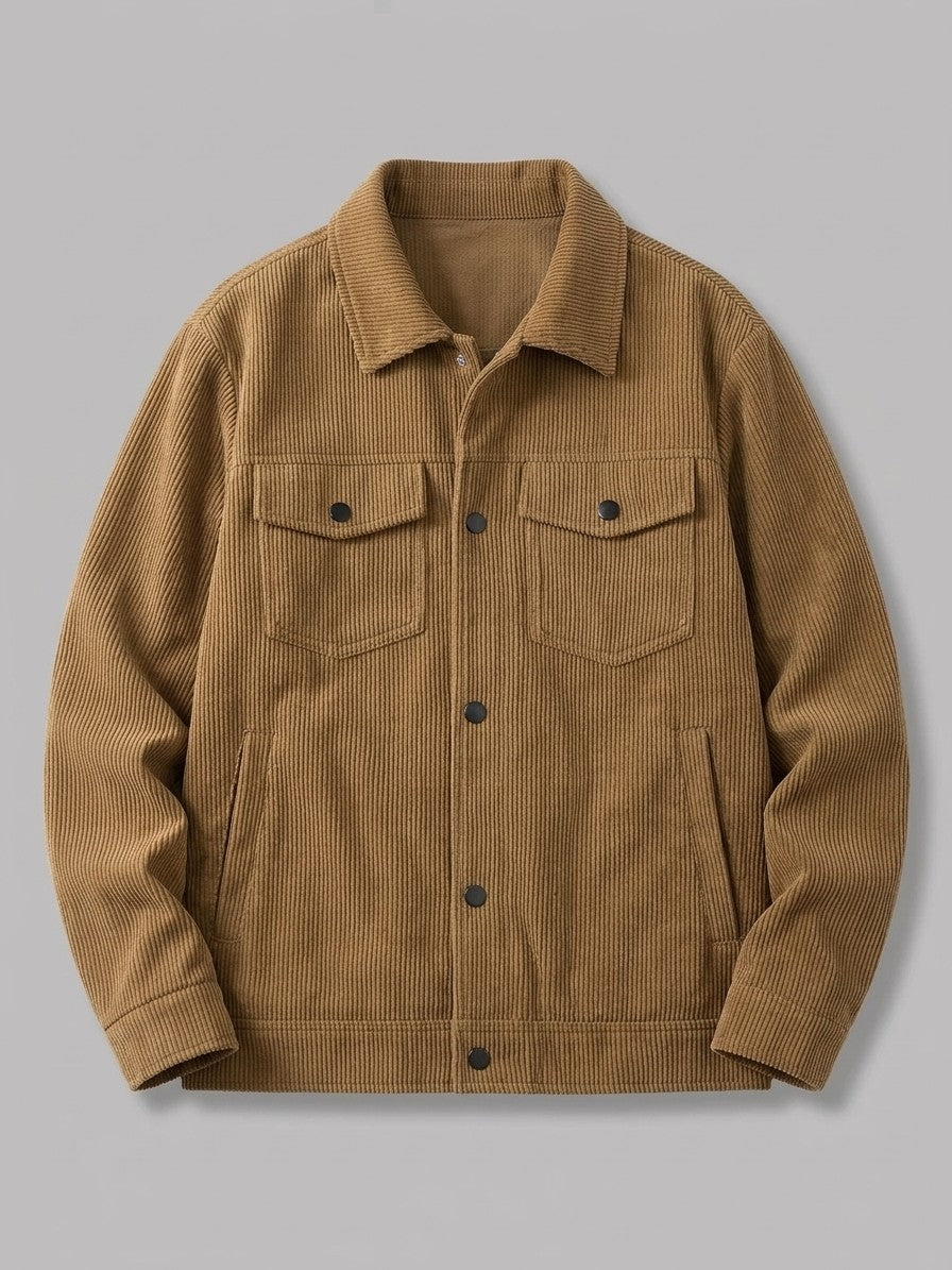Pomposa Men's Corduroy Trucker Jacket — camel — packshot