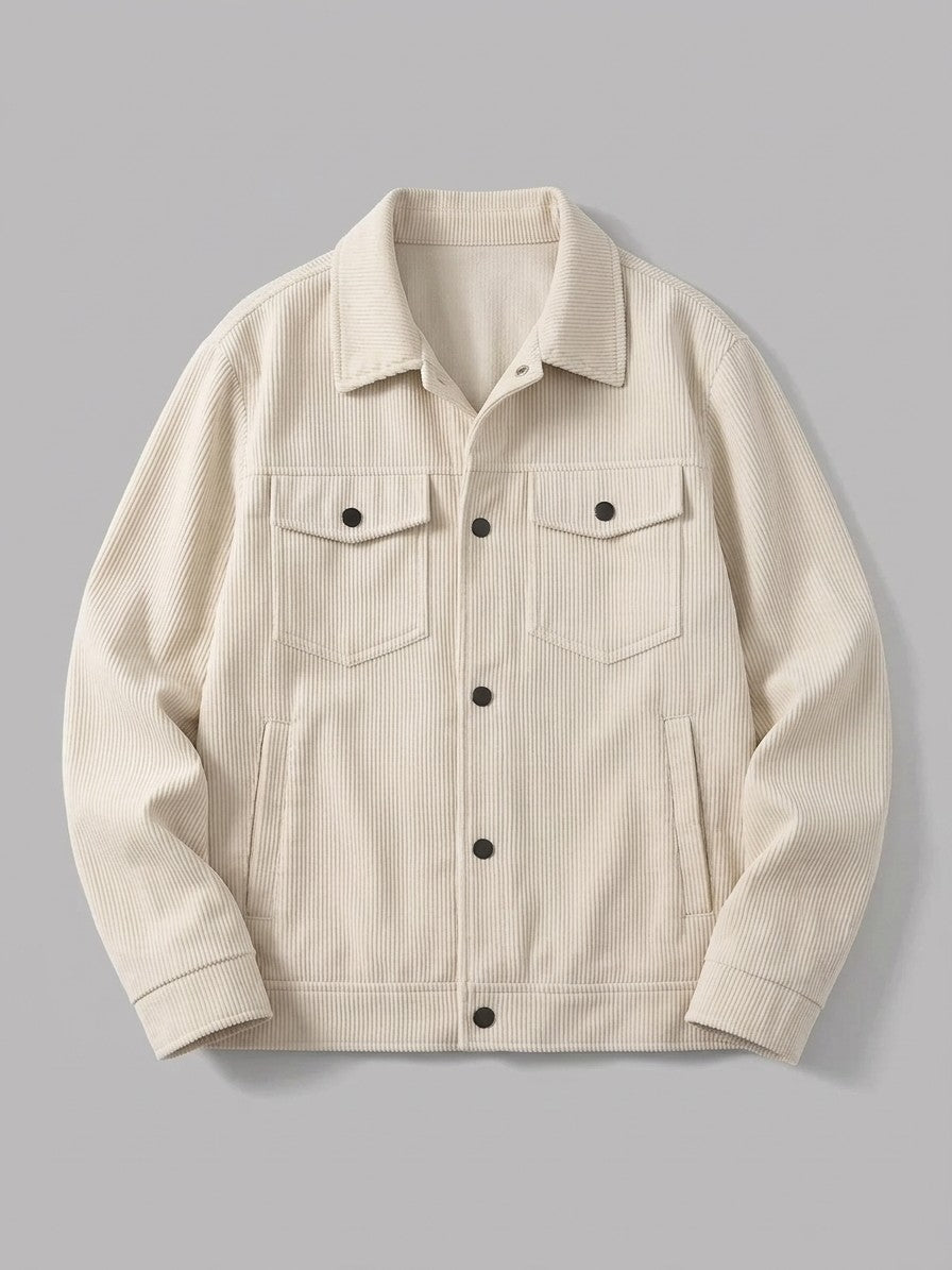 Pomposa Men's Corduroy Trucker Jacket — cream — packshot