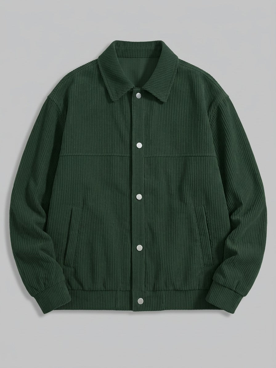 Pontremoli Men's Corduroy Snap-Front Jacket — armygreen — packshot