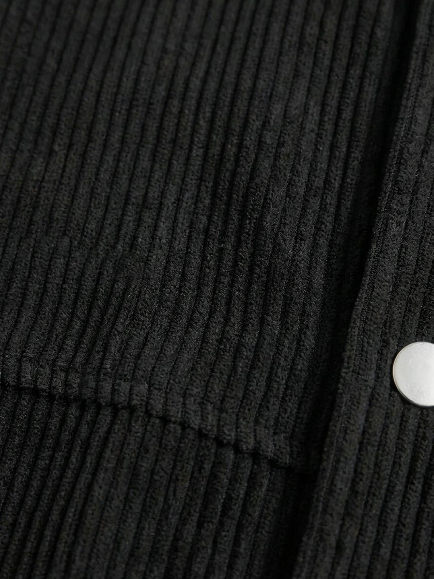 Pontremoli Men's Corduroy Snap-Front Jacket — black — detail
