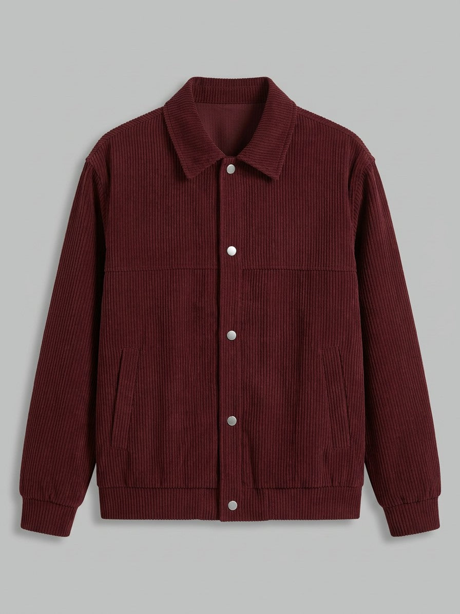 Pontremoli Men's Corduroy Snap-Front Jacket — burgundy — packshot