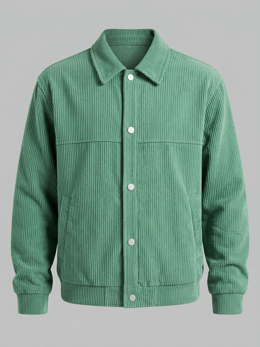 Pontremoli Men's Corduroy Snap-Front Jacket — darkgreen — packshot