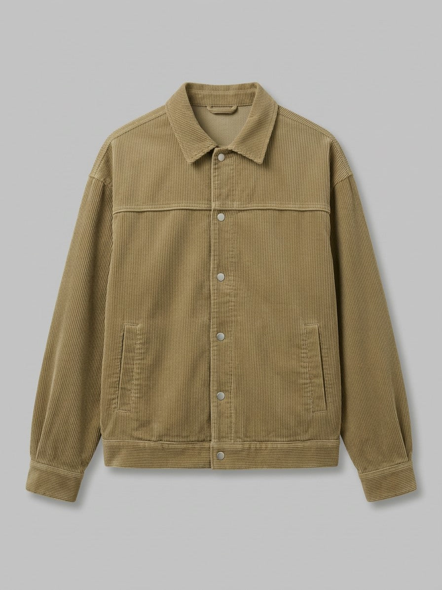 Pontremoli Men's Corduroy Snap-Front Jacket — khaki — packshot