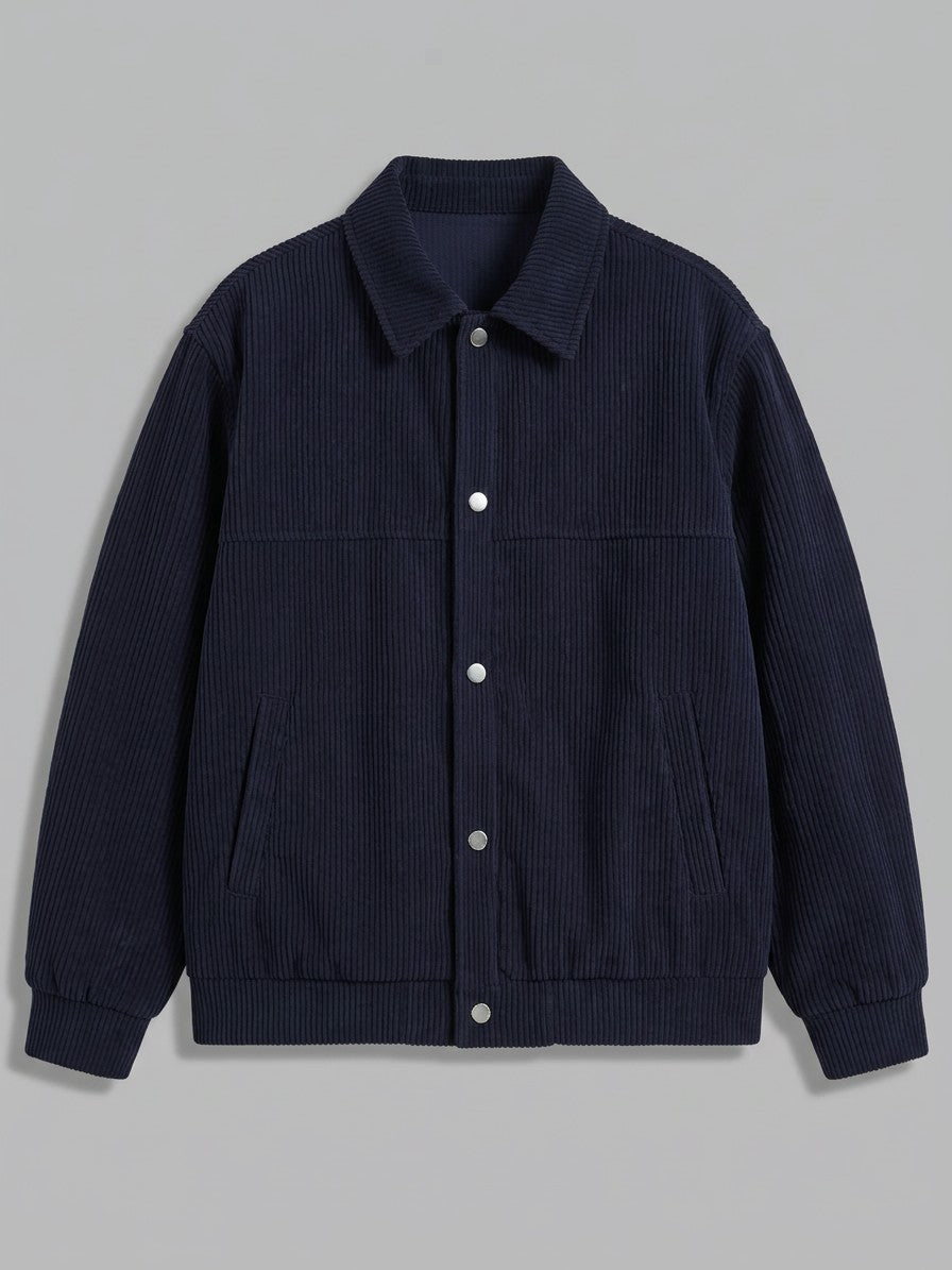 Pontremoli Men's Corduroy Snap-Front Jacket — navyblue — packshot
