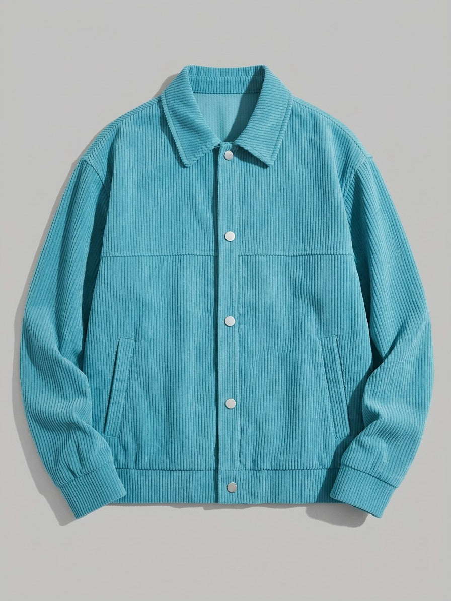 Pontremoli Men's Corduroy Snap-Front Jacket — pastelblue — packshot