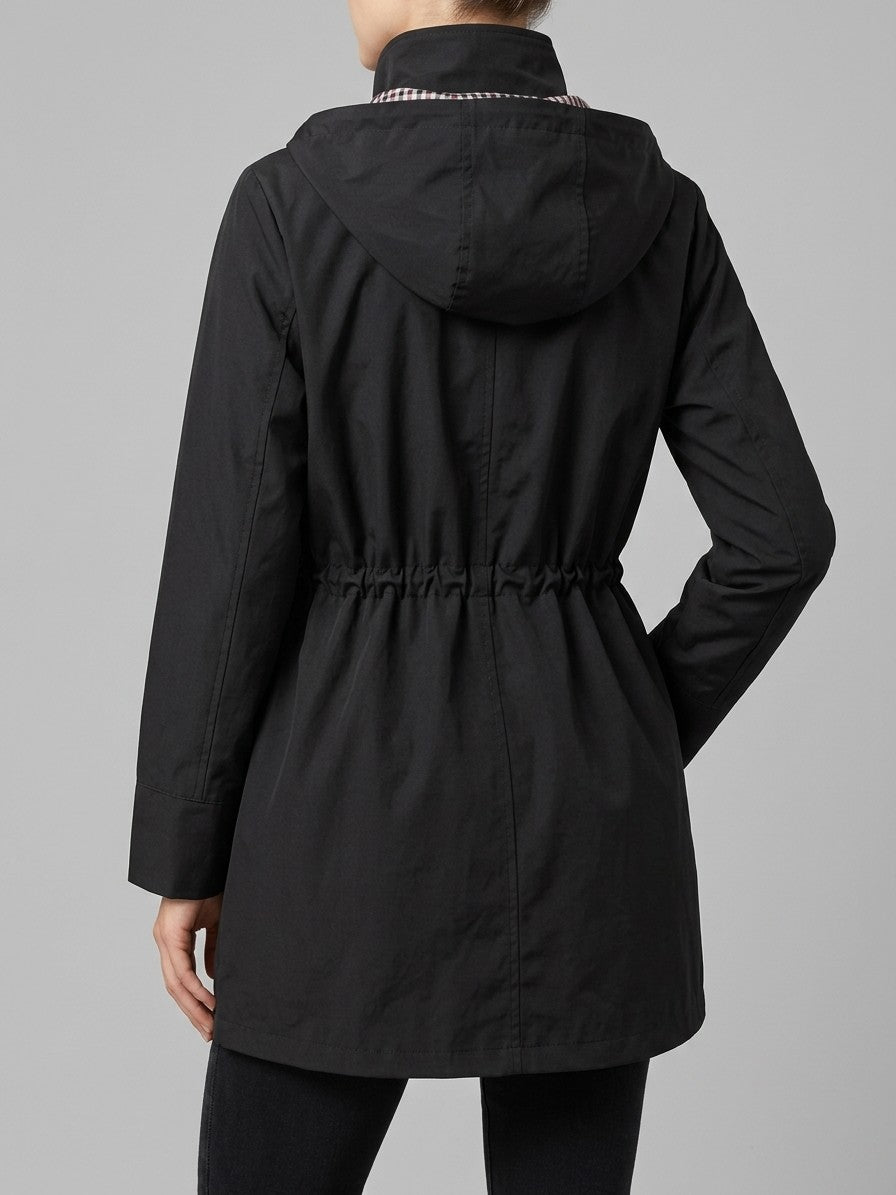 Poppi Women's Hooded Drawstring Anorak — black — back