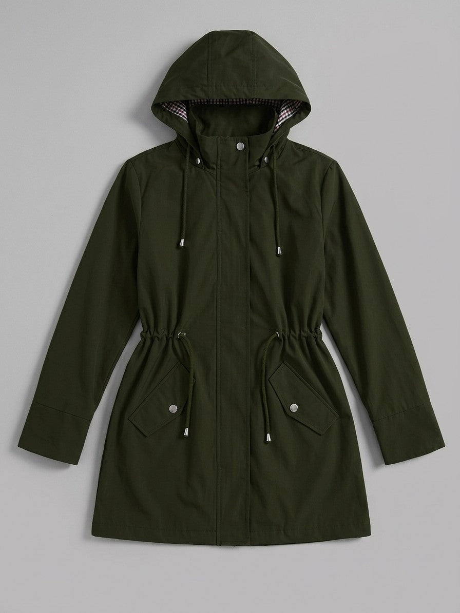 Poppi Women's Hooded Drawstring Anorak — militarygreen — packshot