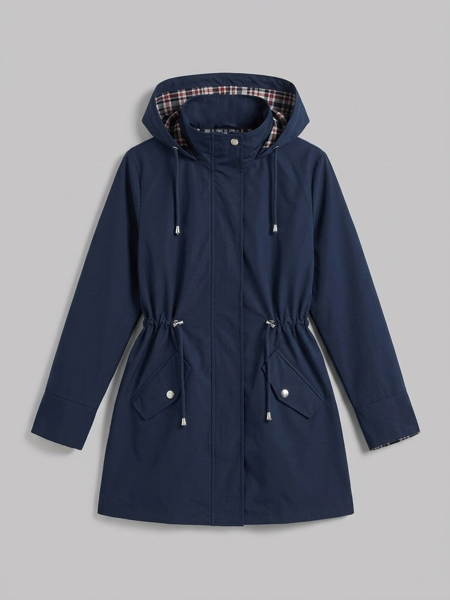 Poppi Women's Hooded Drawstring Anorak — navyblue — packshot