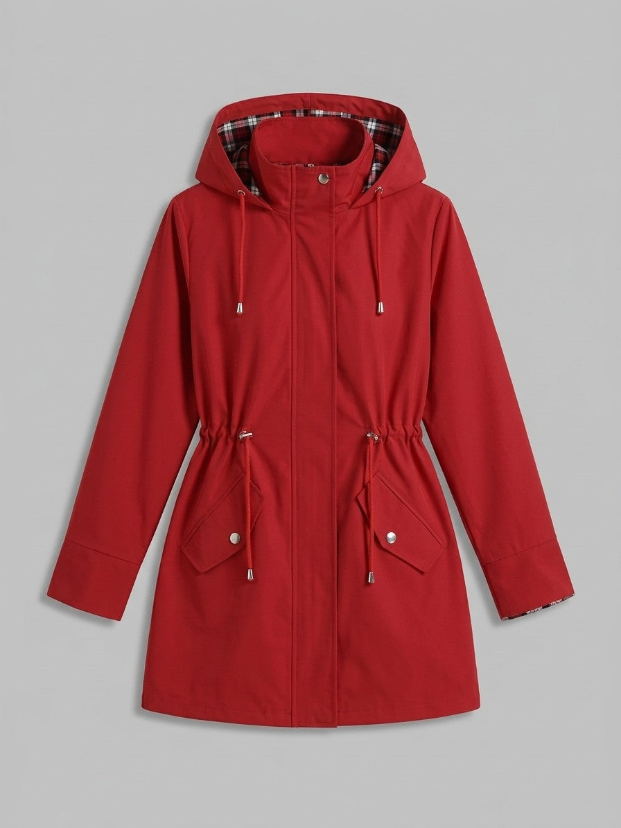 Poppi Women's Hooded Drawstring Anorak — red — packshot
