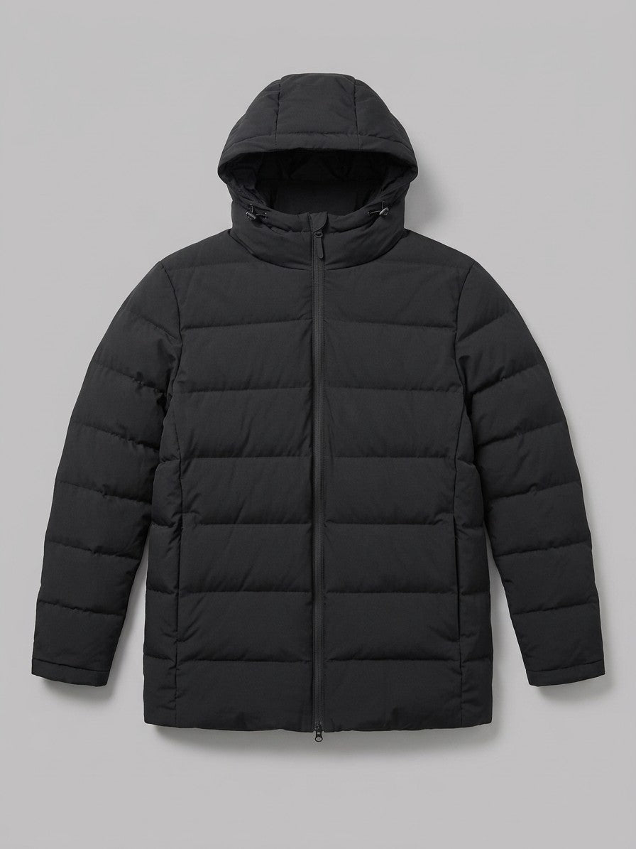 Pordenone Men's Matte Two-Way Zip Puffer Jacket — blackshort — packshot