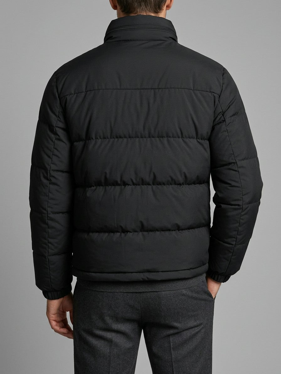 Porlezza Men's Stand-Collar Puffer Jacket — black — back