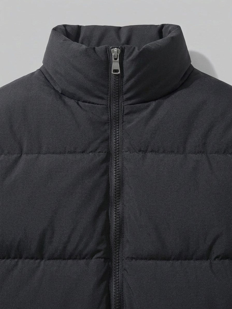 Porlezza Men's Stand-Collar Puffer Jacket — black — detail-2