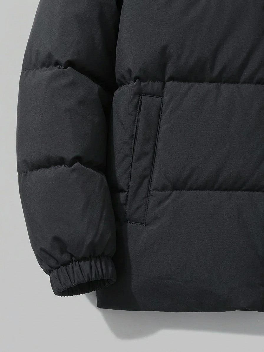 Porlezza Men's Stand-Collar Puffer Jacket — black — detail-collar
