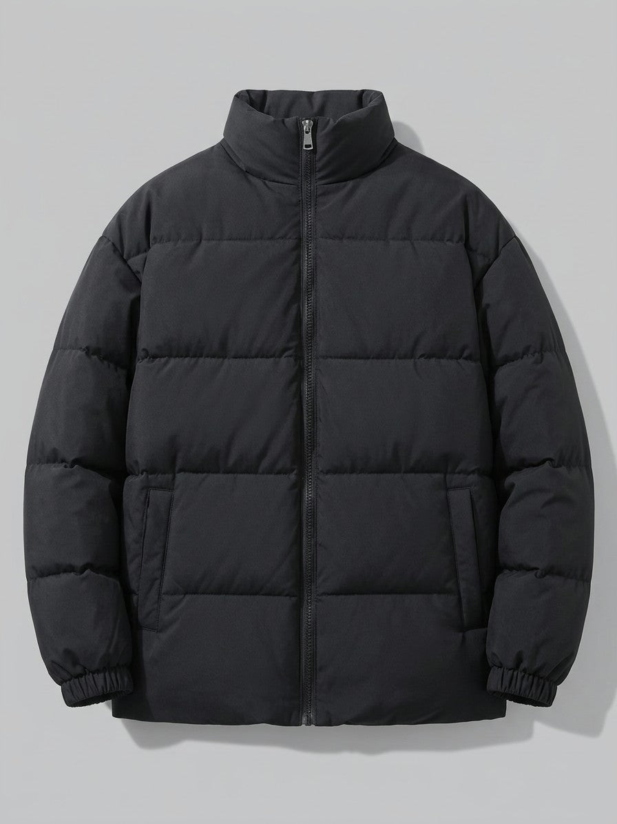 Porlezza Men's Stand-Collar Puffer Jacket — black — packshot