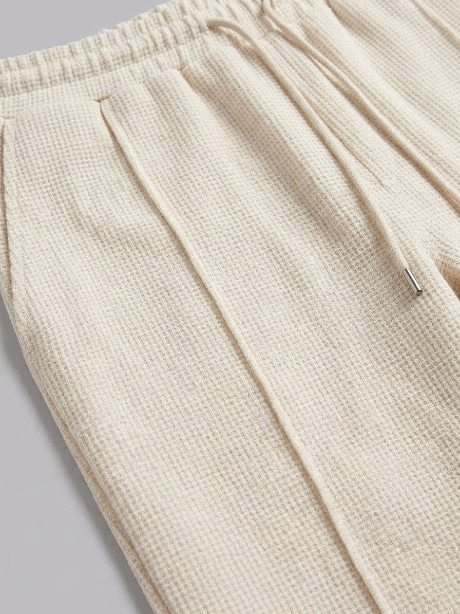 Positano Men's Waffle-Knit Top and Trousers Set — beige — bottomfabric