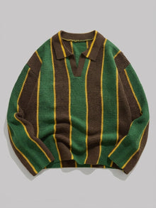 Potenza Men's Vertical Stripe Polo Sweater