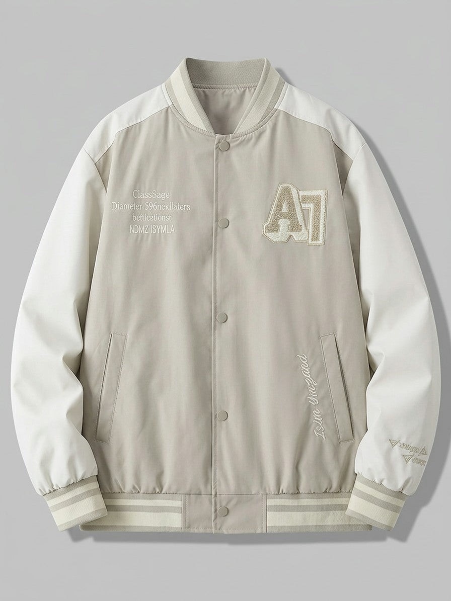 Praiano Men's Chenille Patch Varsity Jacket — khaki — packshot
