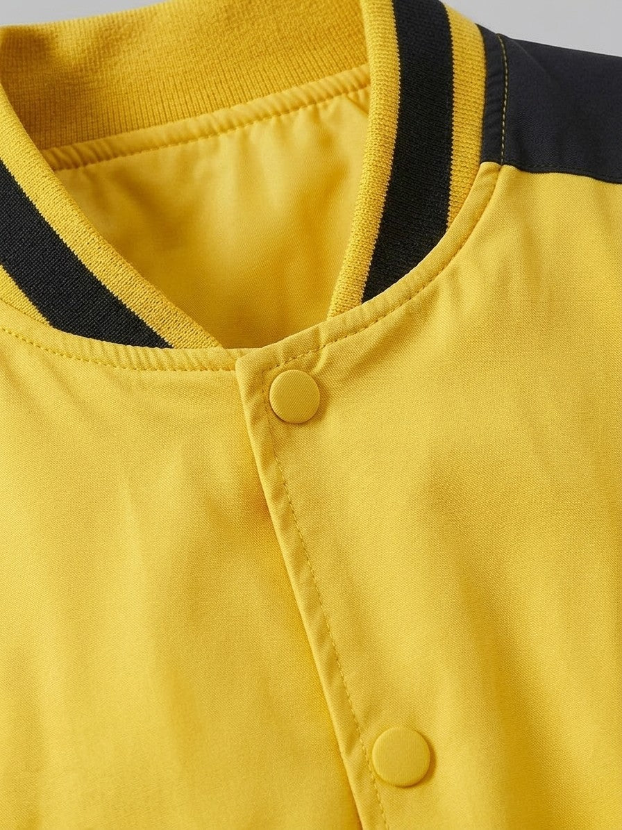 Praiano Men's Chenille Patch Varsity Jacket — lightyellow — detail-2