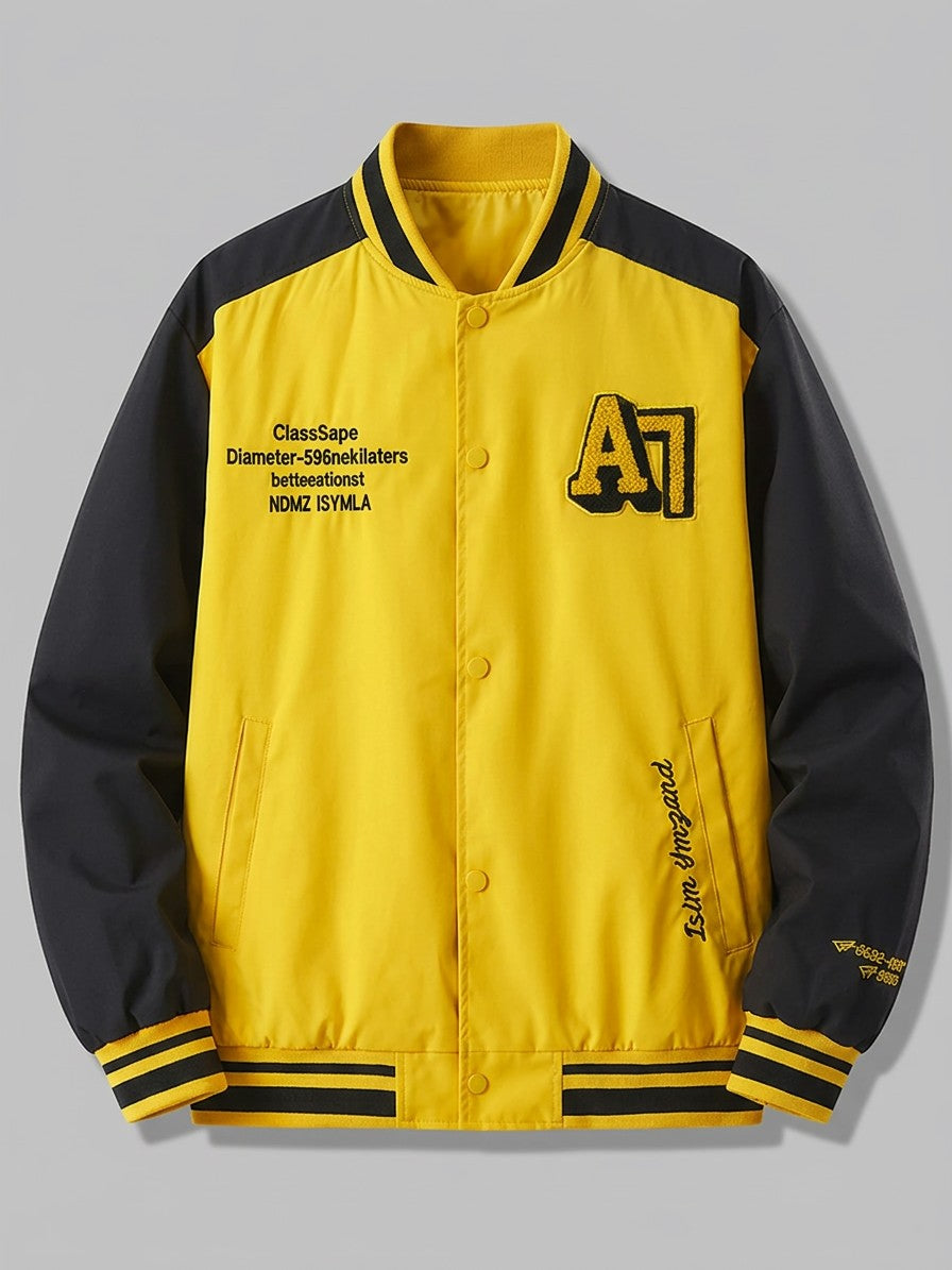 Praiano Men's Chenille Patch Varsity Jacket — lightyellow — packshot