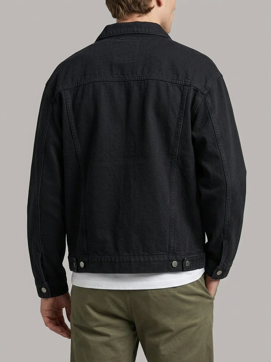 Prato Men's Relaxed Denim Jacket — black — back