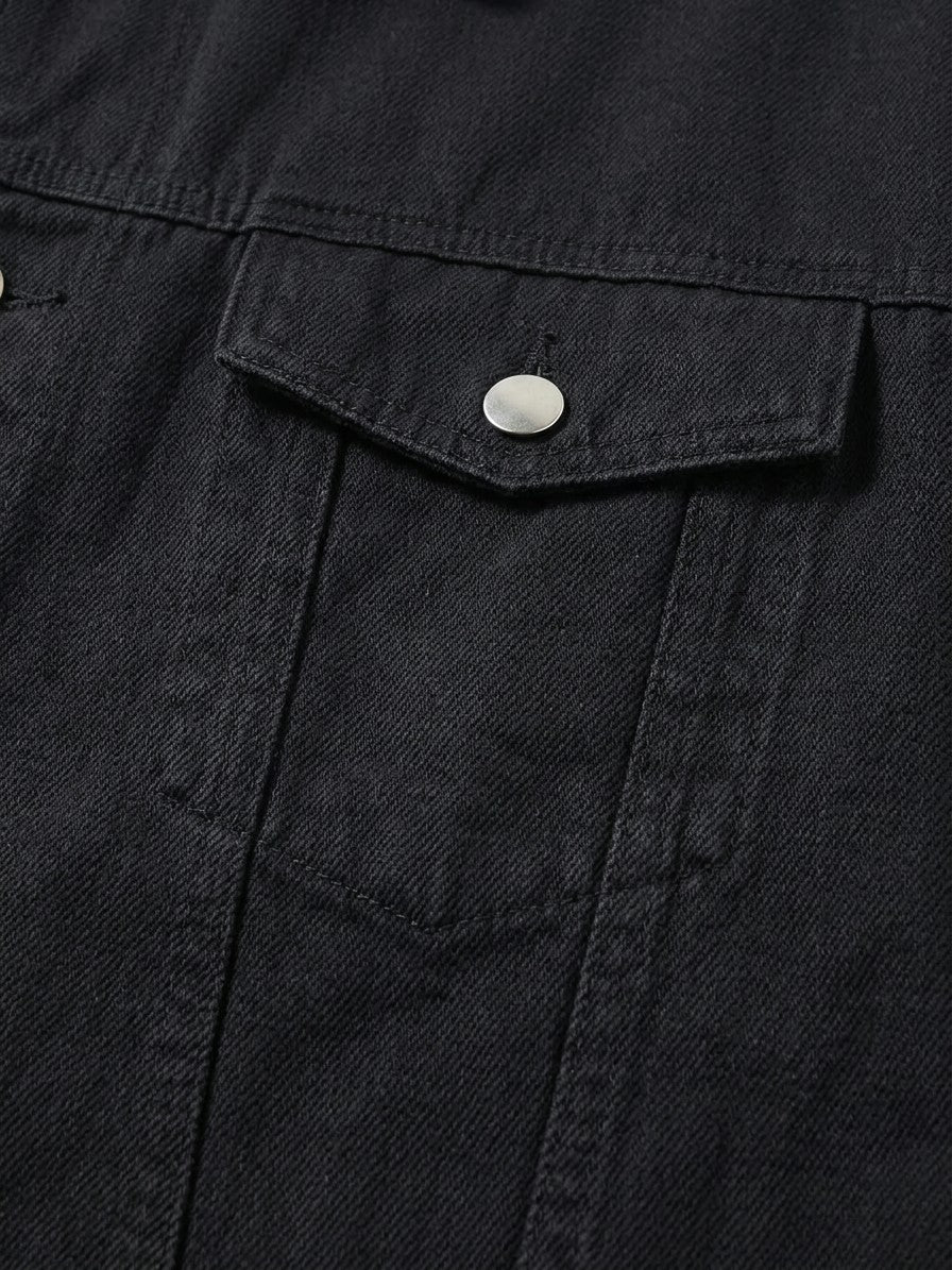 Prato Men's Relaxed Denim Jacket — black — detail-2
