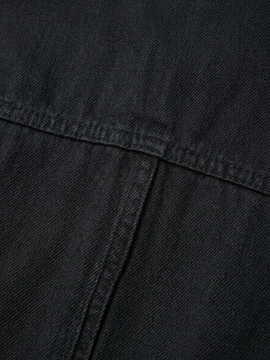 Prato Men's Relaxed Denim Jacket — black — detail
