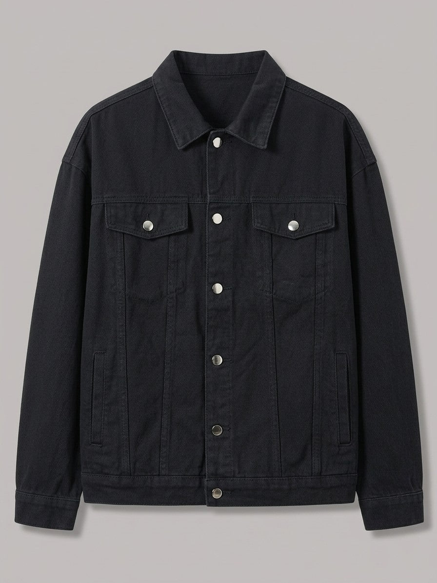 Prato Men's Relaxed Denim Jacket — black — packshot