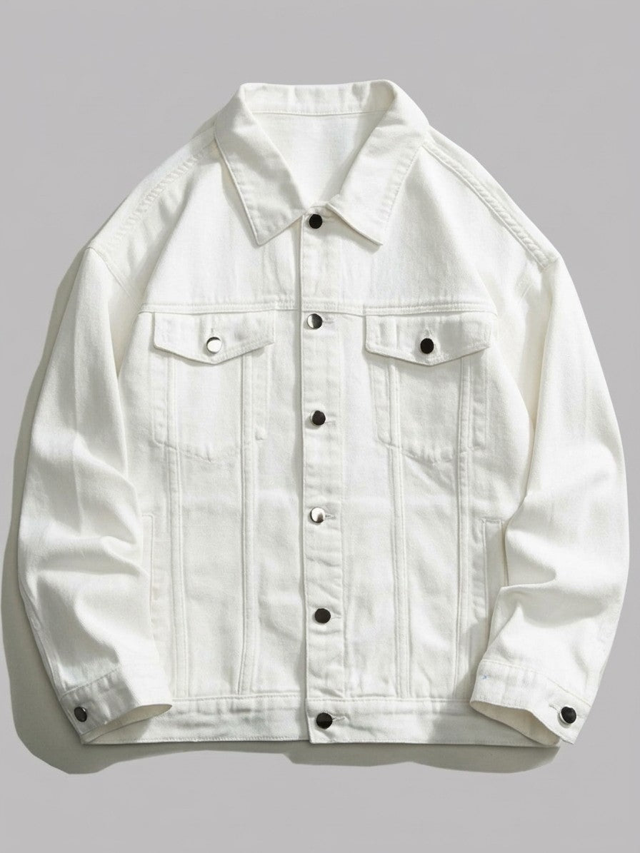 Prato Men's Relaxed Denim Jacket — white — packshot