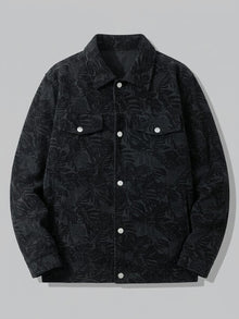 Procida Men's Leaf-Print Corduroy Trucker Jacket