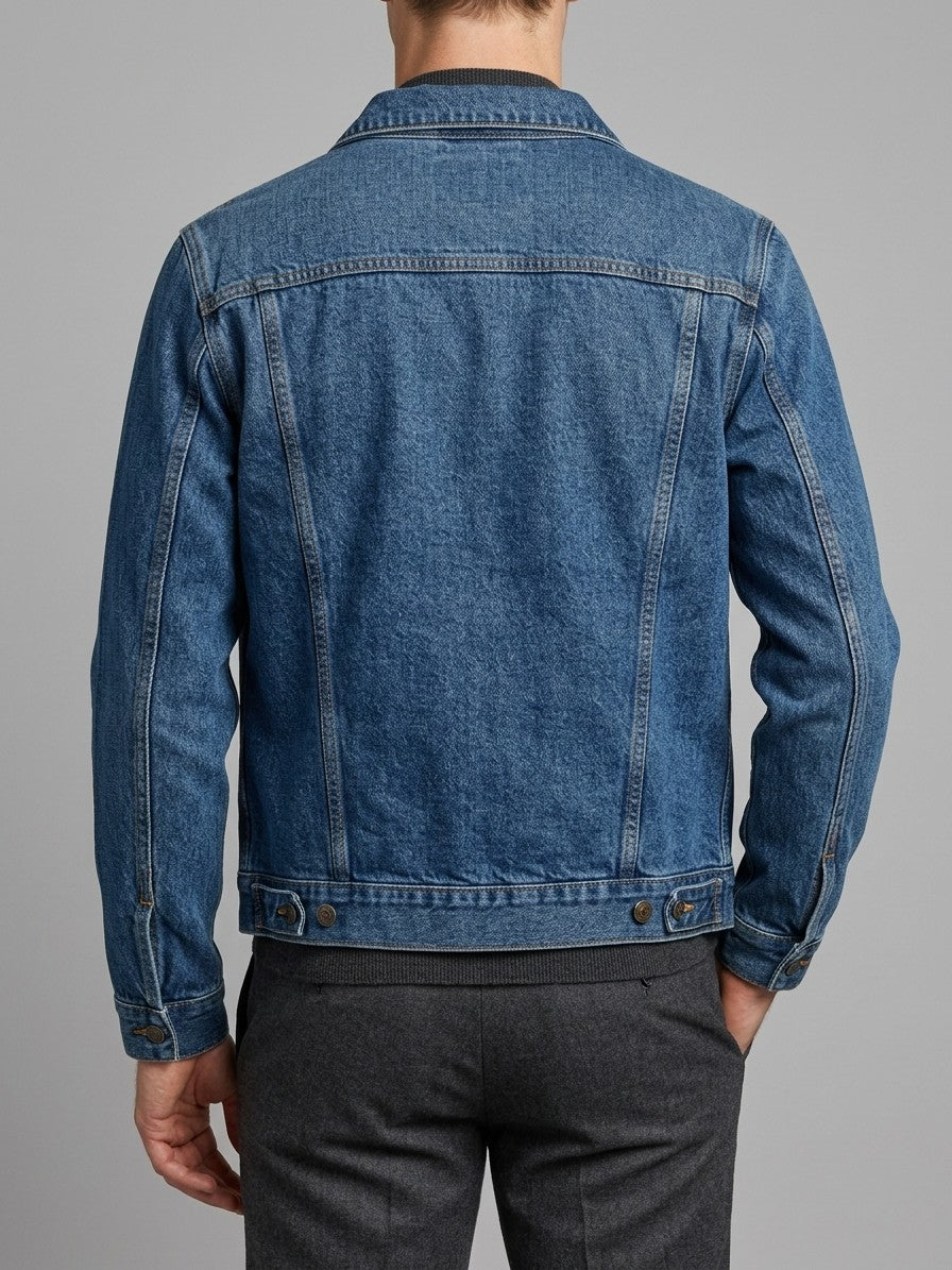 Ragusa Men's Classic Denim Trucker Jacket — mediumwash — back