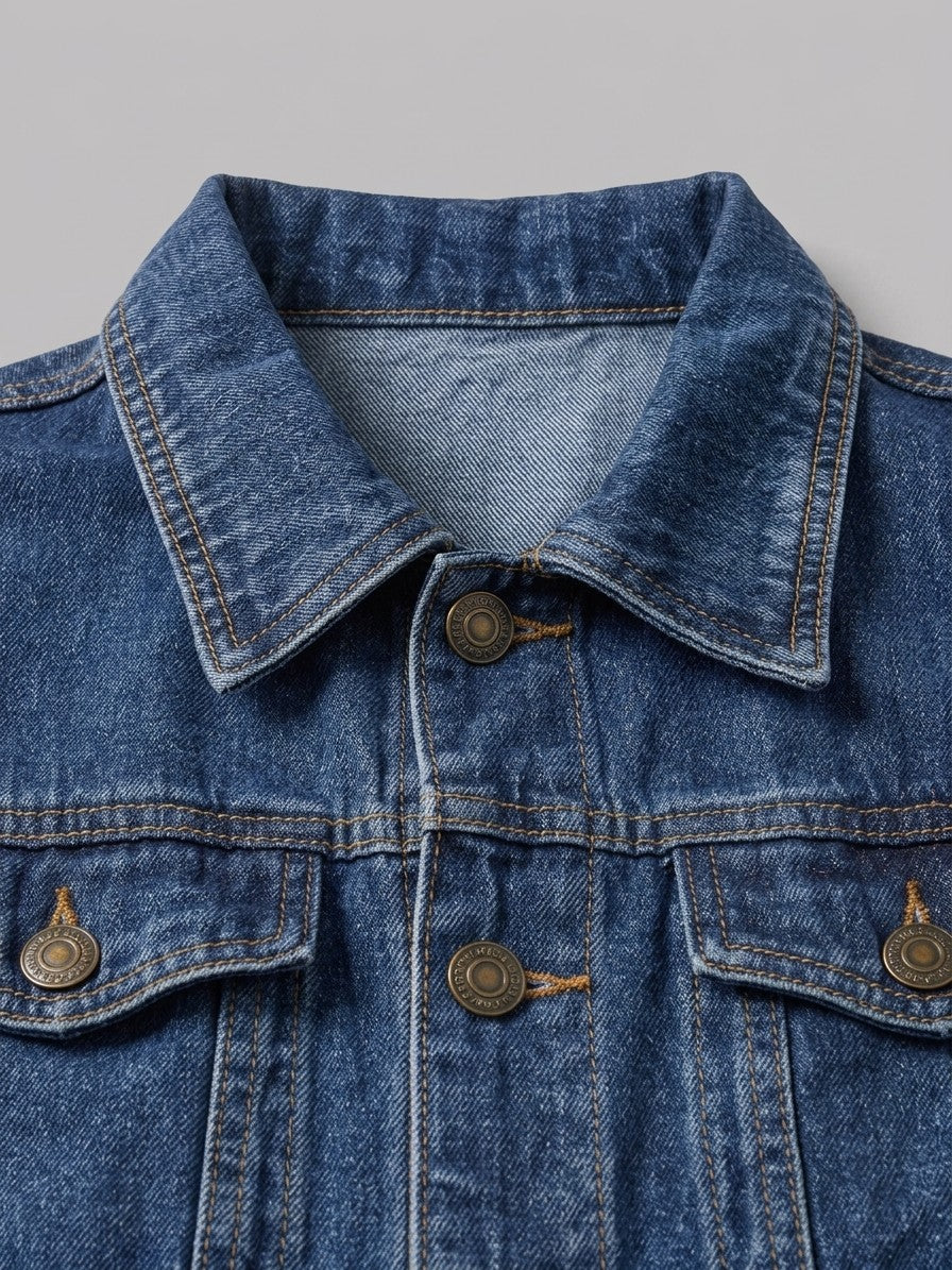 Ragusa Men's Classic Denim Trucker Jacket — mediumwash — detail-2
