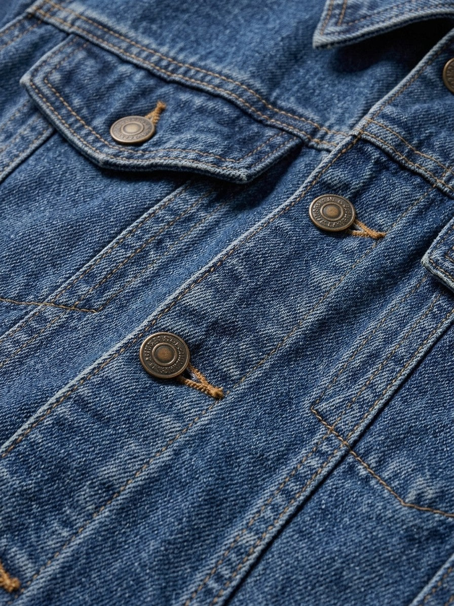 Ragusa Men's Classic Denim Trucker Jacket — mediumwash — detail