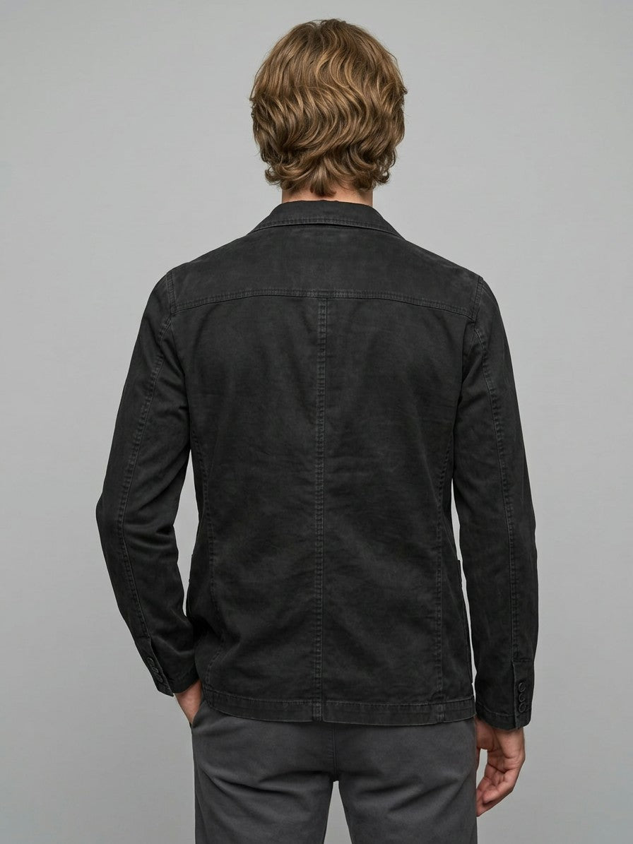 Rapallo Men's Cotton Field Blazer — black — back