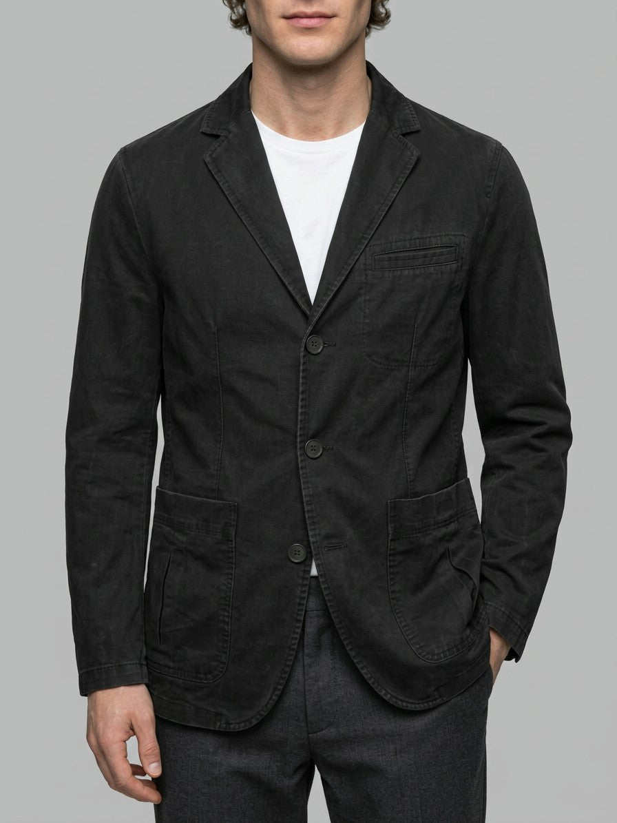 Rapallo Men's Cotton Field Blazer — black — front