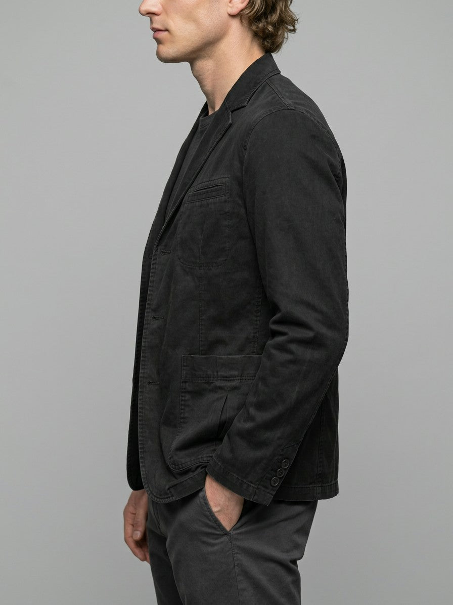 Rapallo Men's Cotton Field Blazer — black — side