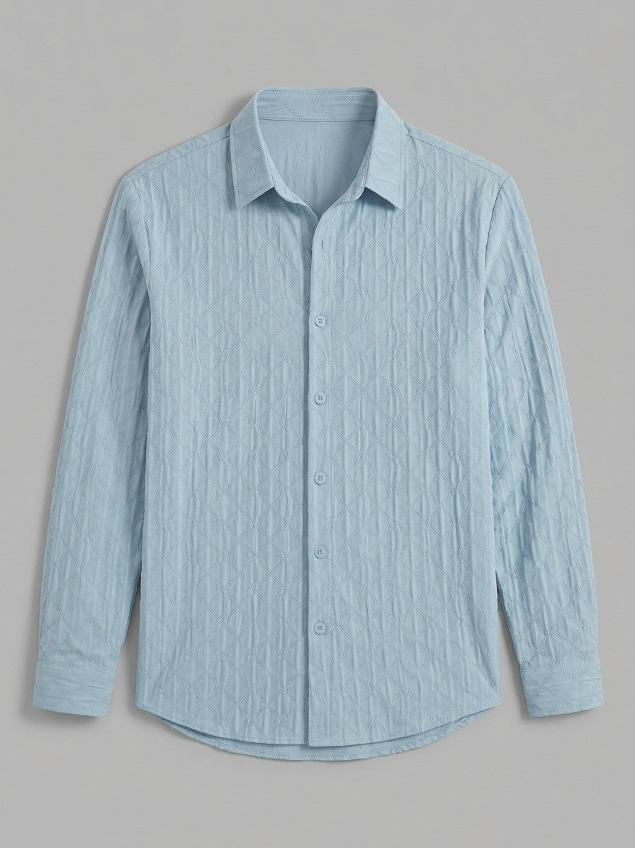 Ravello Men's Embossed Stretch Button-Up Shirt — lightblue — packshot