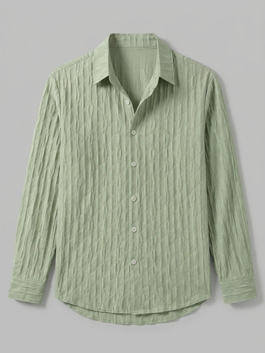 Ravello Men's Embossed Stretch Button-Up Shirt — sagegreen — packshot