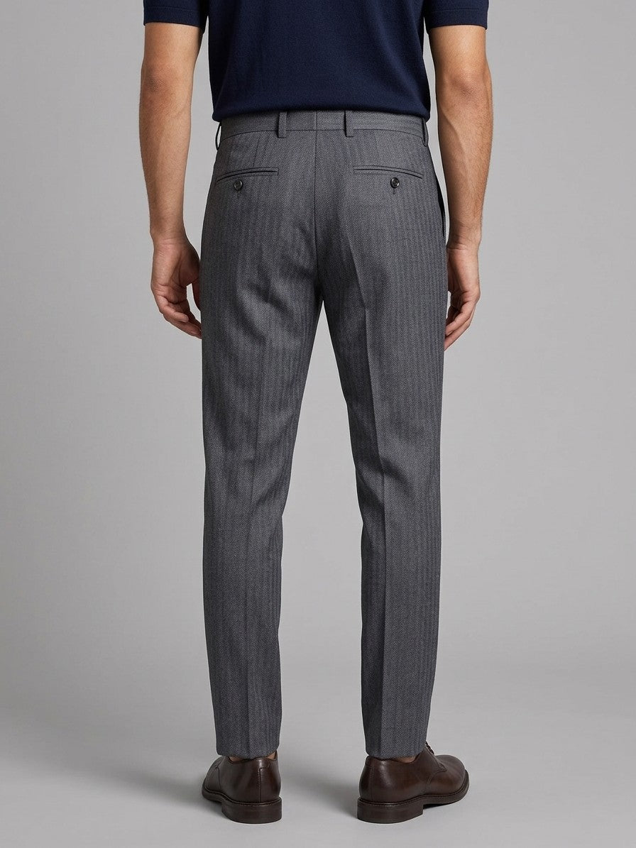 Raven Men's Pleated Tapered Trousers — darkgray — back