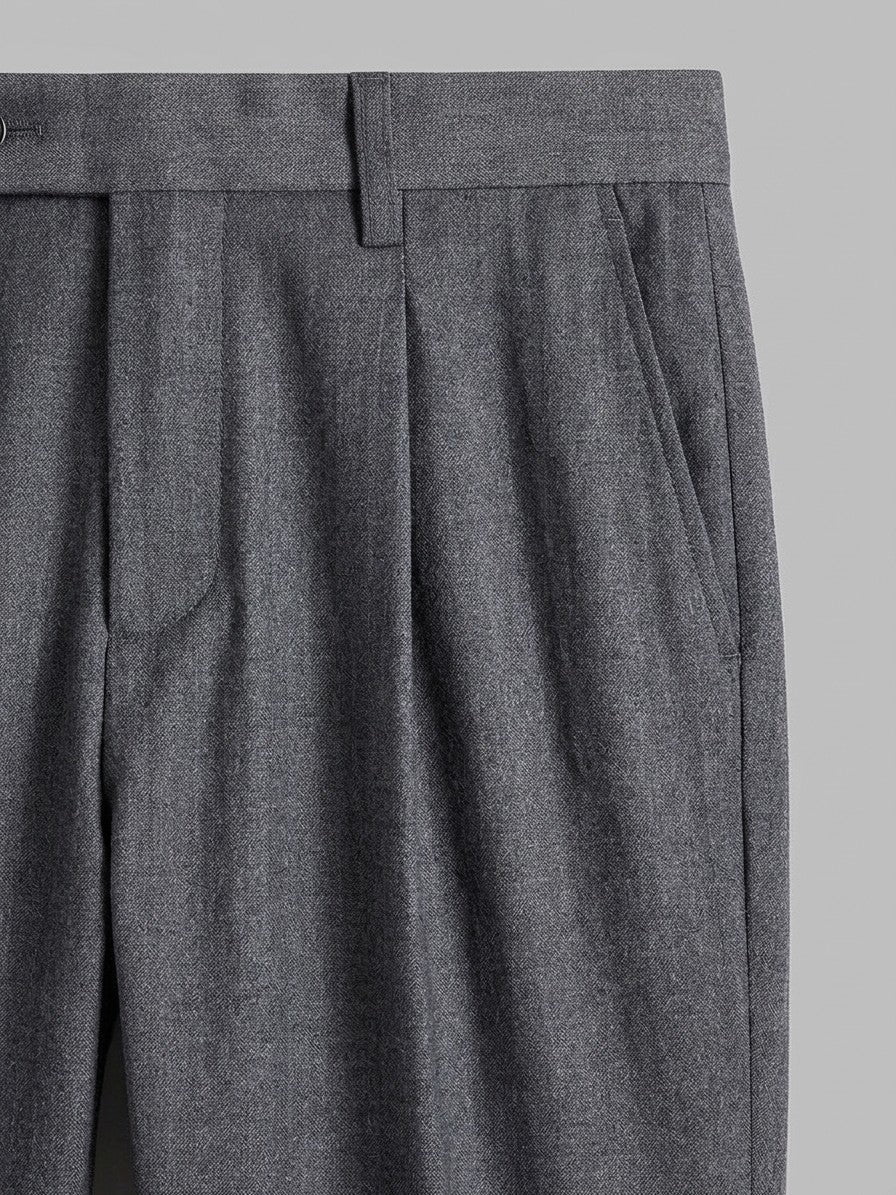 Raven Men's Pleated Tapered Trousers — darkgray — detail-2