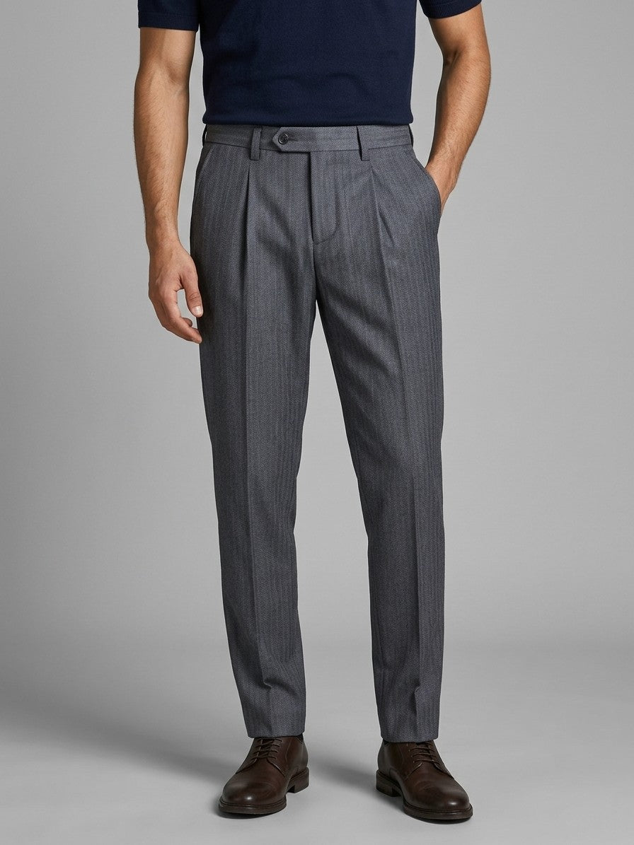 Raven Men's Pleated Tapered Trousers — darkgray — front